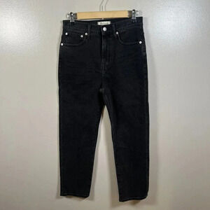 Madewell Classic Straight Jean Size 26 Black Lunar Wash High Rise Ankle Denim